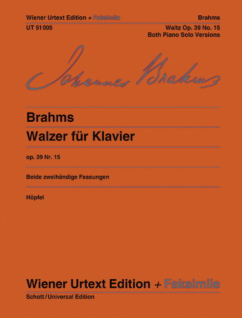 Brahms: Waltz Opus 39 No 15 for Piano published by Wiener Urtext